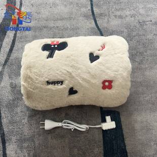 正品红泰双插手热水袋可拆洗可爱卡通毛绒绒暖手暖脚暖宫电暖宝暖