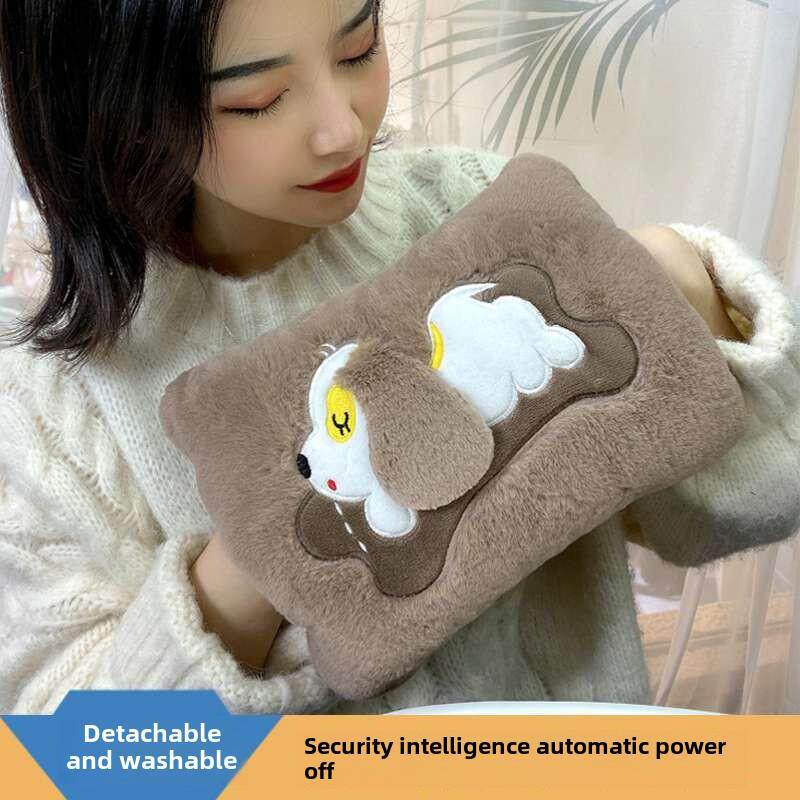 热水袋防爆可拆洗充电式暖宝宝兔毛绒可爱注水暖手宝可爱暖水宝