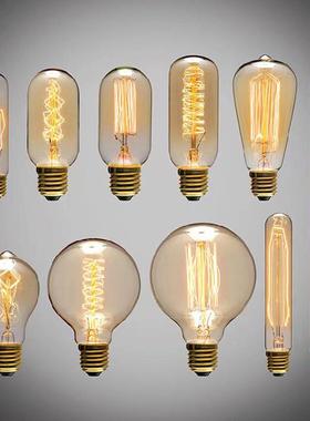 爱迪生Led可调灯泡钨丝灯透明E27螺丝创意覆古40W暖黄色装饰灯泡