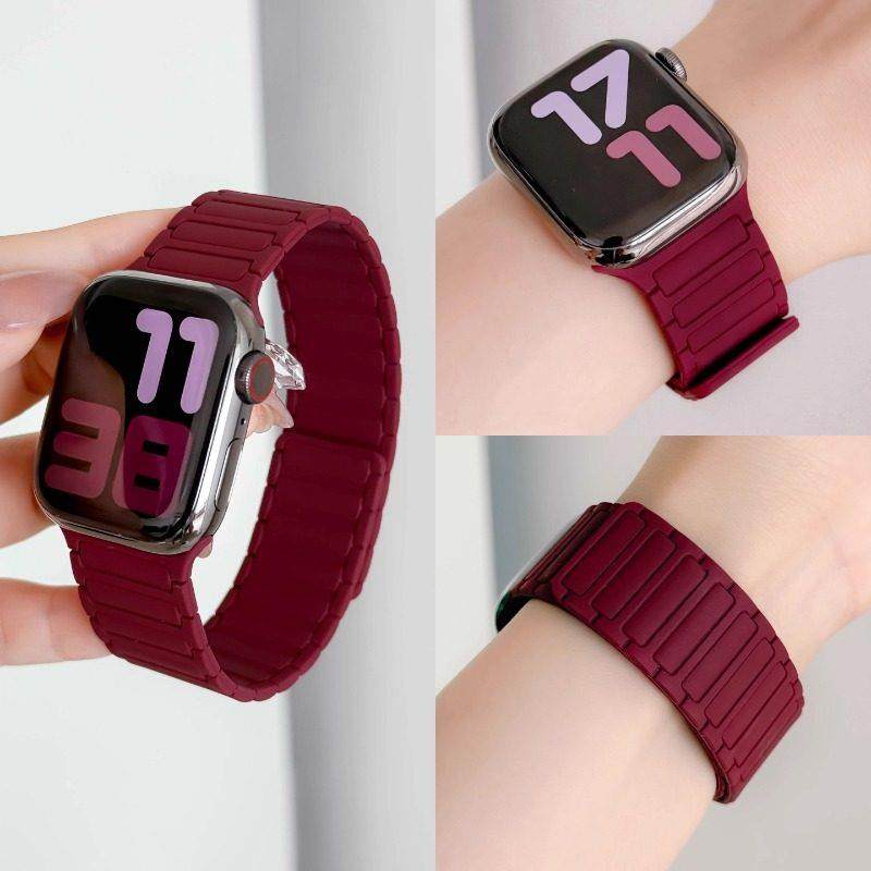 适用iwatchs11表带10代新款手表硅胶磁吸SE2运动男女6789舒适腕带,智能设备,智能手表手环表带/腕带,淘宝优惠券,粉丝福利购,淘宝优惠卷