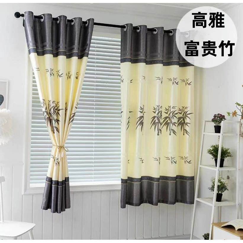 简约现代短款窗帘成品包邮卧室宿舍客厅阳台飘窗短帘半遮光窗帘布