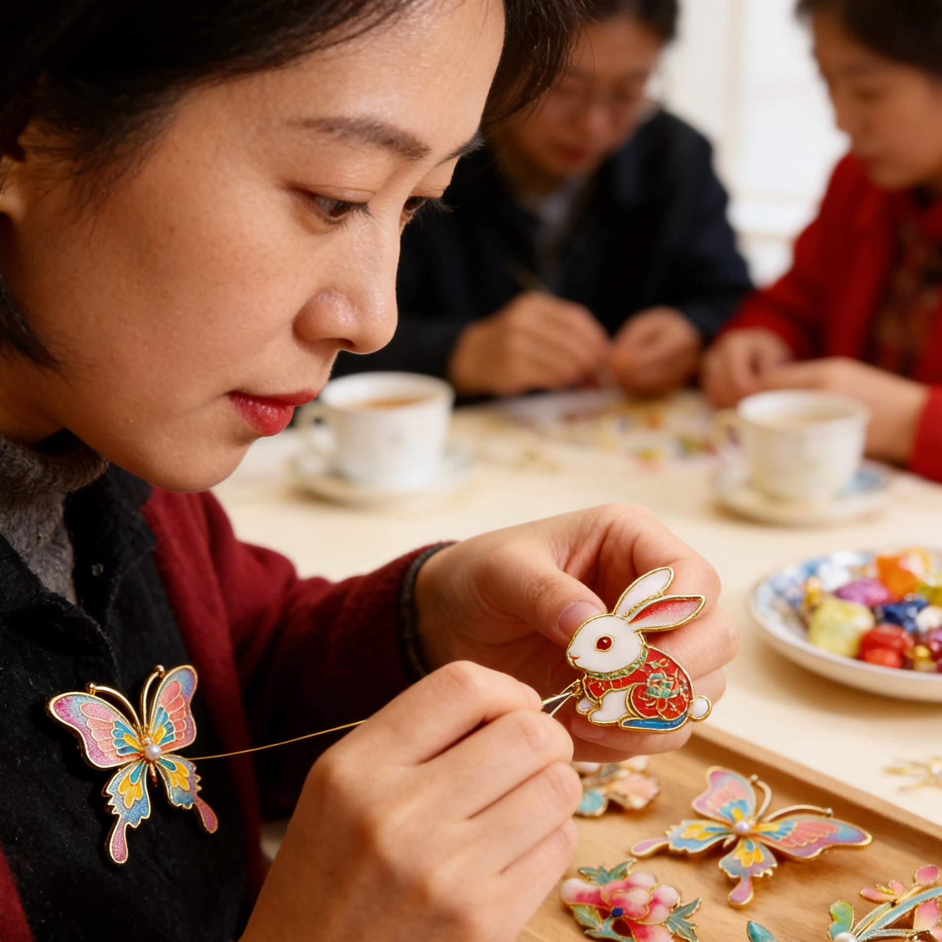 非遗掐丝珐琅螺钿胸针DIY材料包