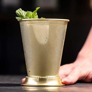 甄选卷边莫吉托杯薄荷朱丽普杯金属鸡尾酒杯特调特饮杯Mint Julep
