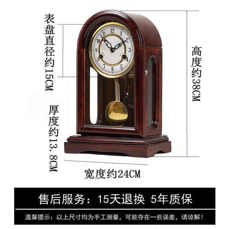 甄选纯铜机芯机械座钟客厅老式实木打点报时摆钟上弦链发条复古台