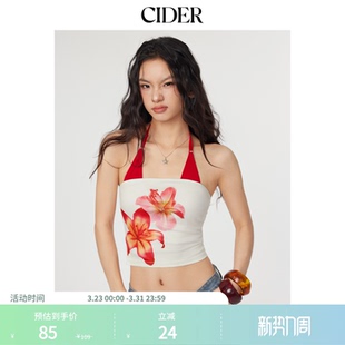 CIDER碎花印花收腰显瘦小背心无袖 辣妹抹胸114449238