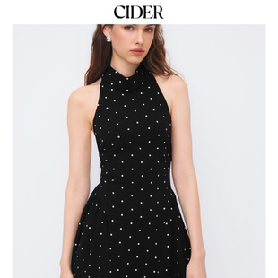 挂脖波点露背短裙荷叶边连衣裙114600476 CIDER美式 明星同款