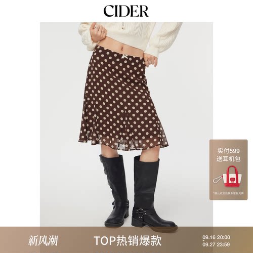 CIDER美式复古波点半身裙