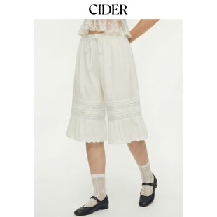 刺绣百慕大灯笼短裤 棉质蕾丝抽绳英式 115249880 新品 CIDER2026春季