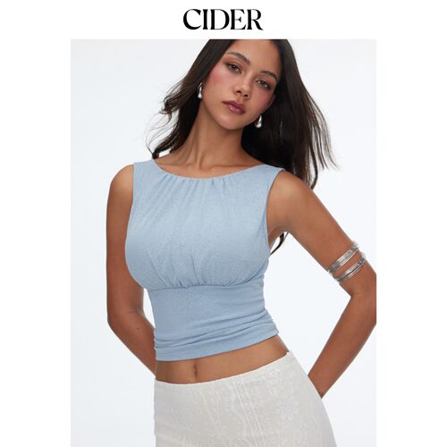 CIDER2026夏季新品露背褶皱短款上衣115581549