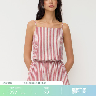 114643047 棉方领条纹松紧腰吊带连身短裤 CIDER夏季 女装