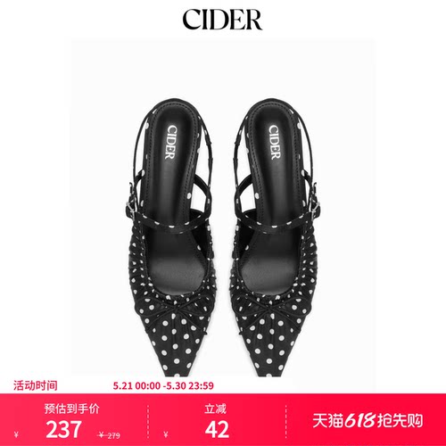 CIDER蝴蝶结装饰波点小猫头尖跟鞋115016889