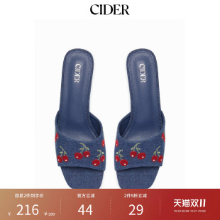 CIDER秋季新品樱桃印花粗跟凉鞋115440610