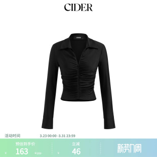 上衣女装 衬衣褶皱拉链长袖 CIDER翻领长袖 114780922 明星同款