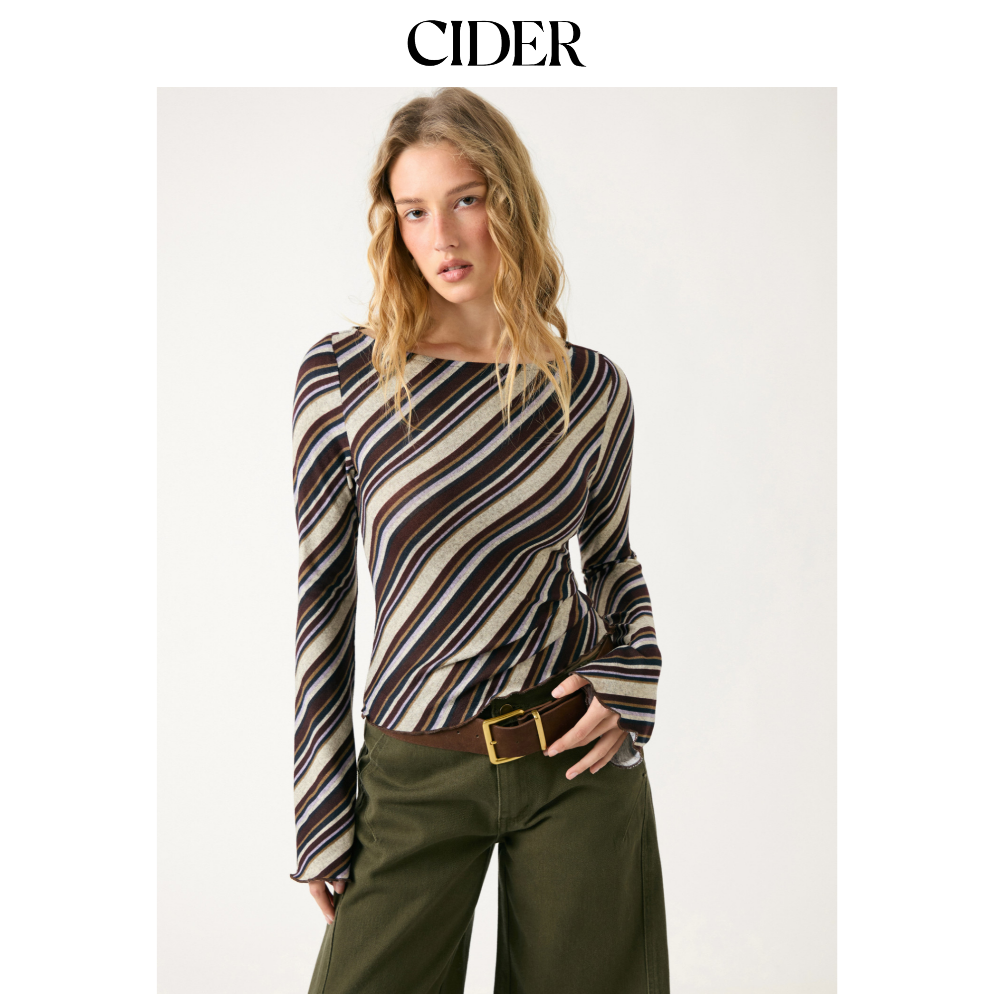 CIDER条纹船领喇叭袖上衣115053898,女装/女士精品,毛针织衫,淘宝优惠券,粉丝福利购,淘宝优惠卷