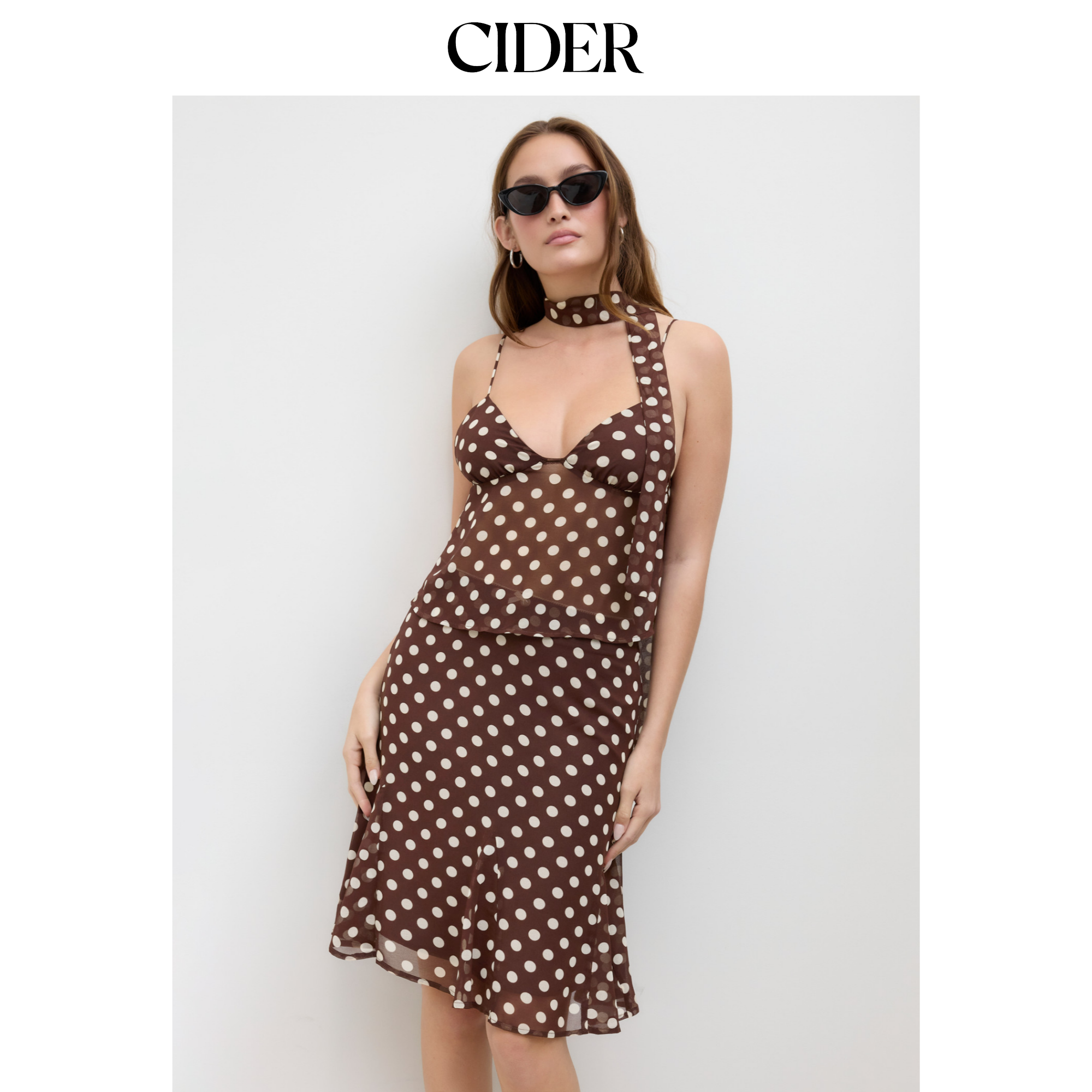 CIDE波点短款系带设计感雪纺美式复古小吊带上衣配丝巾114368171,女装/女士精品,背心吊带,淘宝优惠券,粉丝福利购,淘宝优惠卷