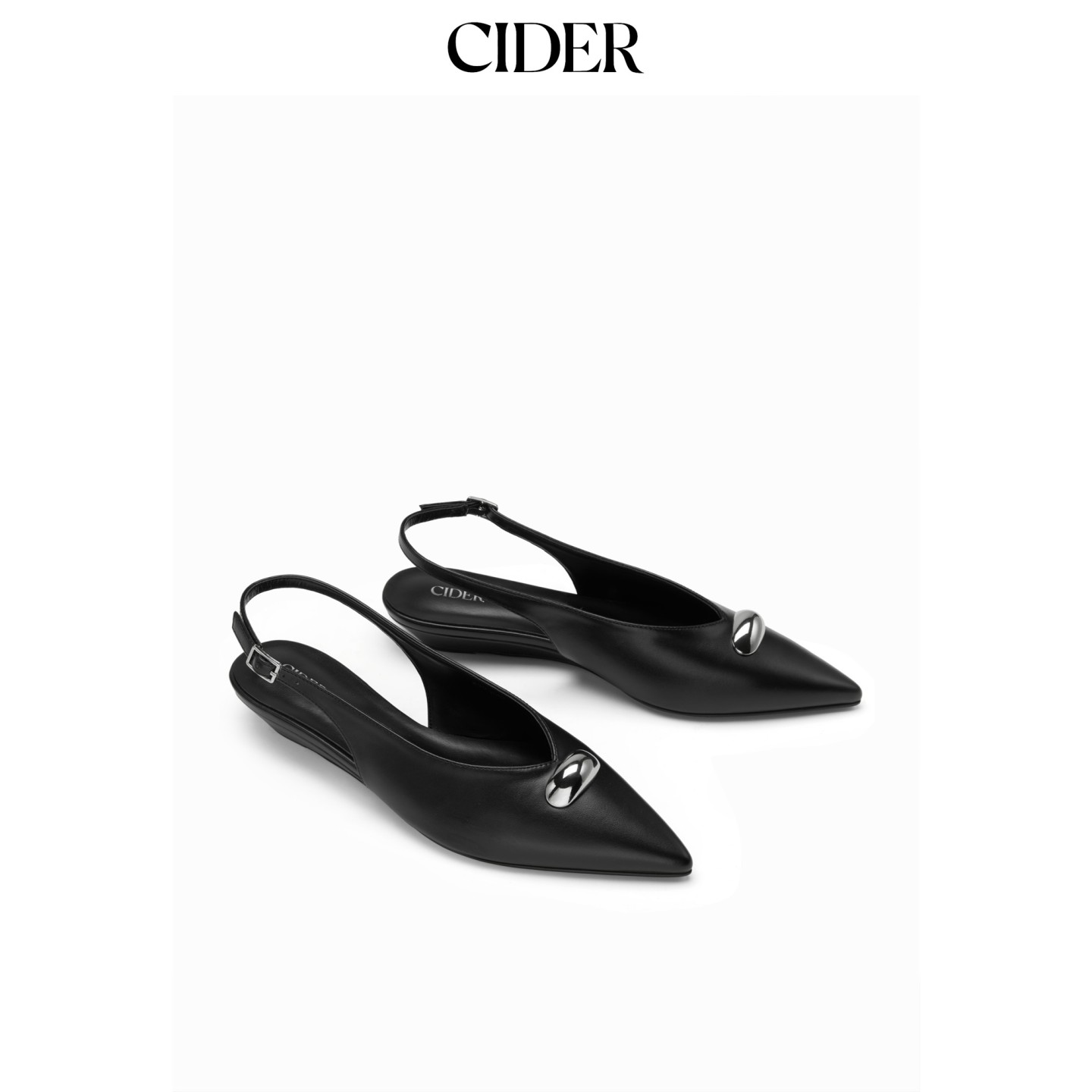 CIDER2026秋季新品尖头后绊带坡跟高跟鞋115774314图片