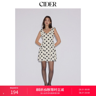 CIDER2026春季新品波点V领A字迷你连衣裙115218501