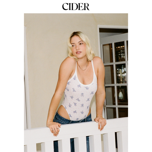 CIDER棉混纺小熊印花U领紧身衣115105559