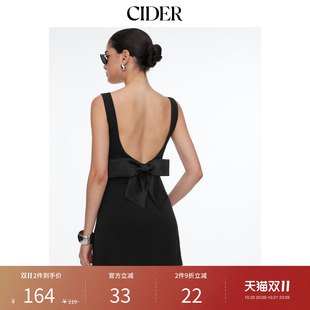 CIDER秋季新品荡领露背蝴蝶结迷你连衣裙115401405