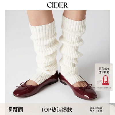 蝴蝶结装饰芭蕾平底酒红色方头
