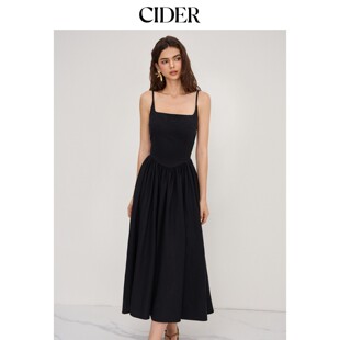 刺绣褶边长连衣裙113619881 棉麻挖肩英式 CIDER2026春季 新品