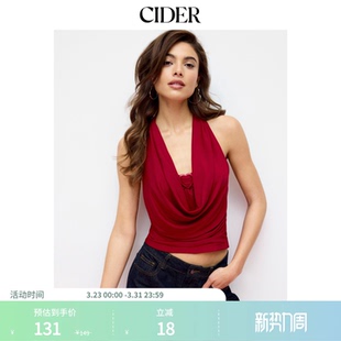 CIDER挂脖褶皱爱心装 上衣115127514 饰短款