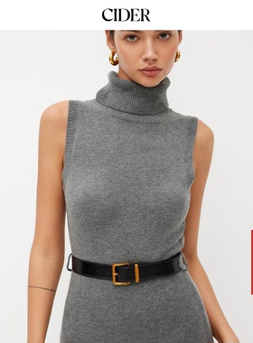 CIDER  chic风秋冬新品女装针织高领气质迷你连衣裙114440149