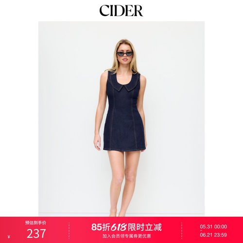 CIDER2026春季新品水洗牛仔翻领迷你连衣裙115387367