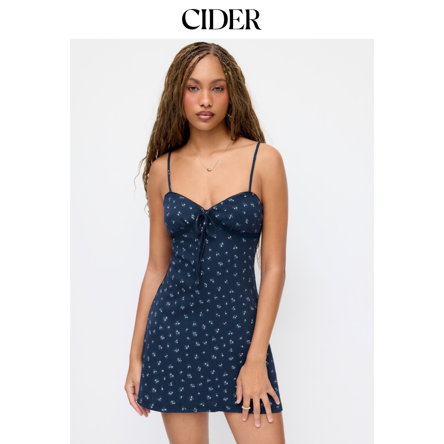 CIDER2026夏季新品碎花甜心蝴蝶结喇叭迷你连衣裙115385924