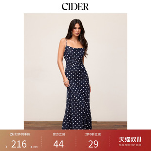 CIDER2026早秋穿搭网纱波点蕾丝拼接高腰鱼尾长连衣裙115393612