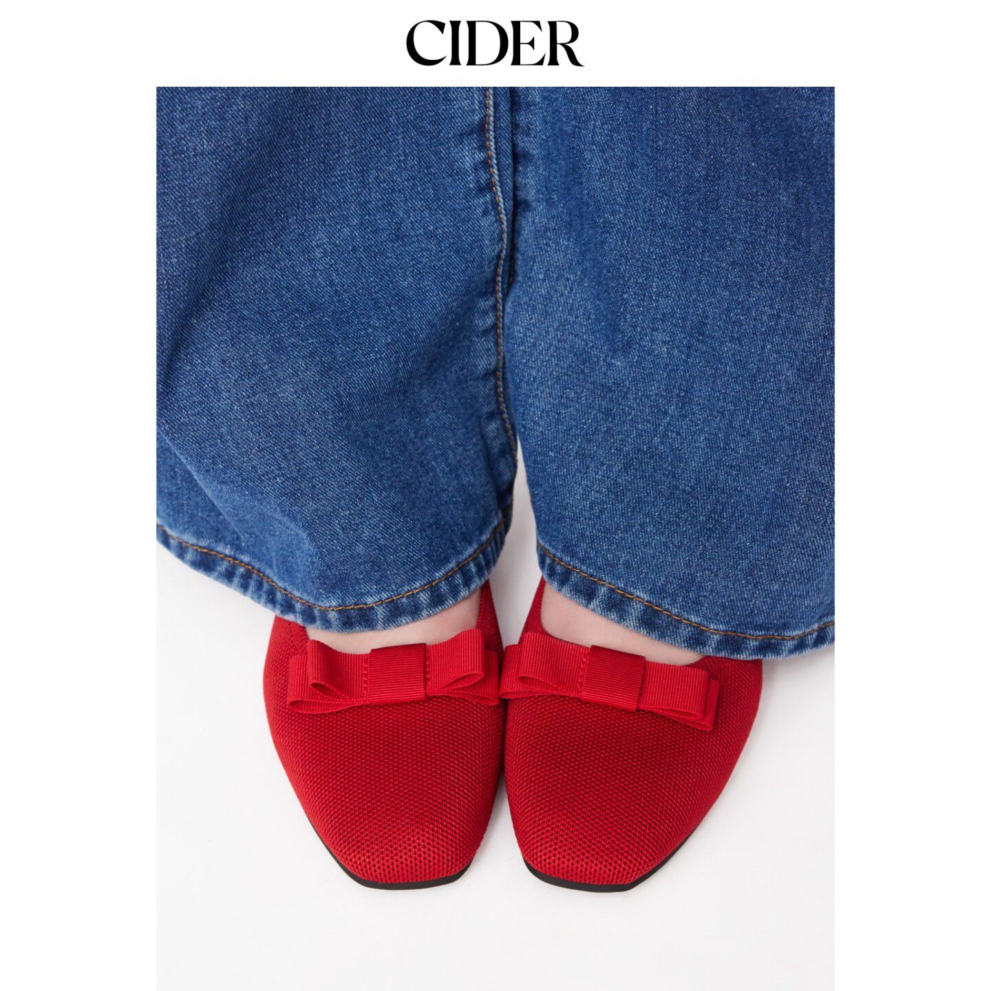 CIDER2026早秋季新品方头蝴蝶结装饰平底鞋115112765图片