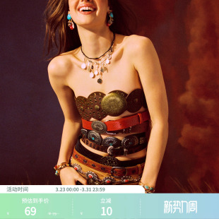 女装 CIDER秋冬新品 复古鳄鱼纹针扣皮带114134059 明星同款