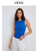 CIDER2026 Early Autumn New Cotton Blend high-elasticity boat collar ribbed Vest Top 115397201 thumbnail 7