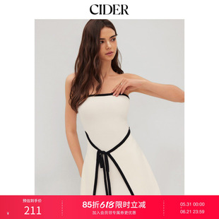 CIDER2026春季新品针织系带撞色镶边抹胸迷你连衣裙114336018