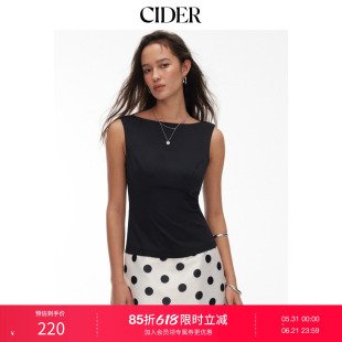 CIDER2026春季新品撞色船领波点A字迷你连衣裙115386608