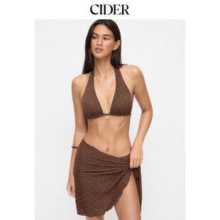 CIDER2026春季新品挂脖蕾丝三角上衣半包臀比基尼三件套115197067