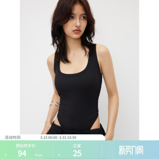 背心简约方领修身 美式 CIDER正品 显瘦连体衣1031784 明星同款