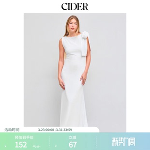 色蝴蝶结船领长连衣裙111228540 女装 CIDER夏季 新品