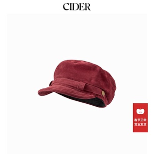CIDER秋冬新品女装仿麂皮红色贝雷帽子114906919