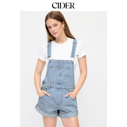 CIDER2026早秋季新品牛仔中腰水洗金属装饰卷边连体裤115484672