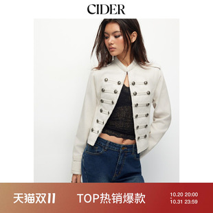 【明星同款】CIDER2026秋季拿破仑短款肩章牛仔外套夹克115573026