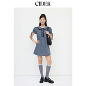 CIDER娃娃领棉彼得潘领娃娃裙甜美格纹迷你连衣女装 裙14747335