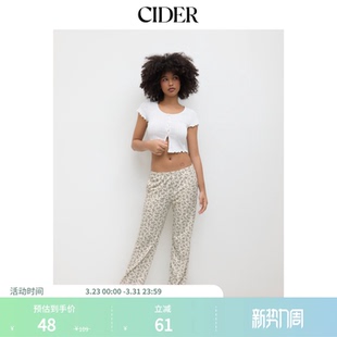CIDER美式 U领上衣114300162 漂亮小上衣碎花荷叶边色短袖
