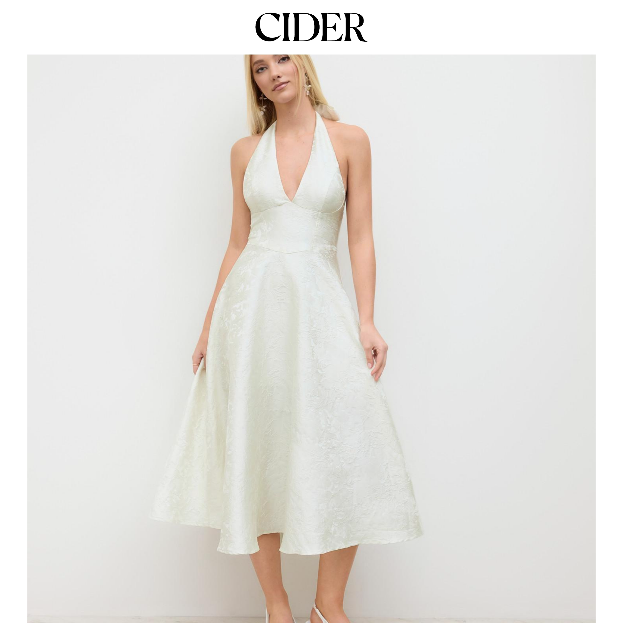 【明星同款】CIDER明媚穿搭新款提花挂脖碎花长连衣裙114390482图片