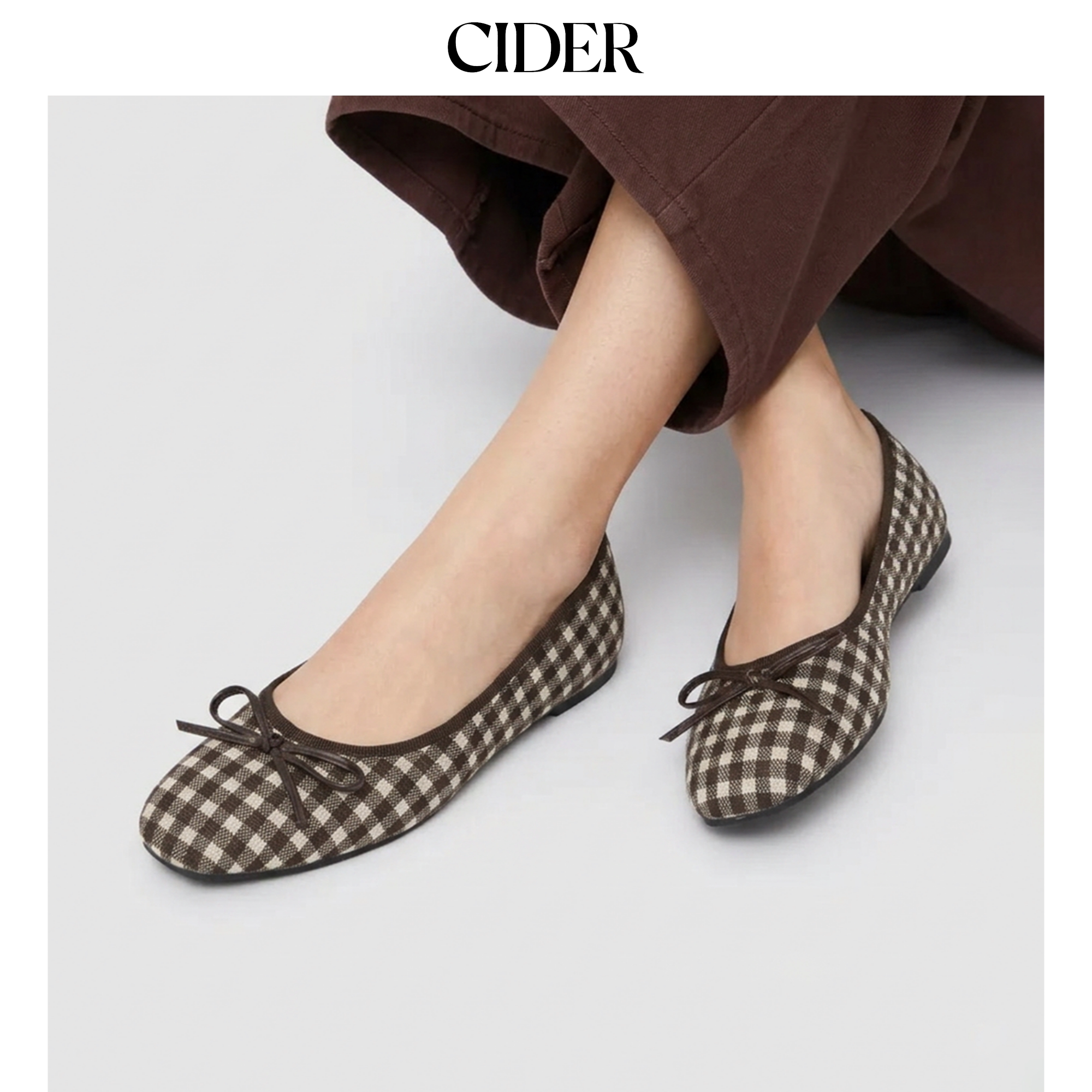 CIDER蝴蝶结格纹美式复古玛丽珍鞋115000035图片