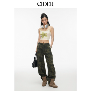 CIDERCider迷彩中腰宽松阔腿牛仔工装 114999876 裤
