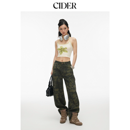 CIDERCider迷彩中腰宽松阔腿牛仔工装裤114999876