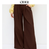 CIDER都市游牧风秋冬女装 配腰带114754243 低腰褶皱阔腿牛仔长裤