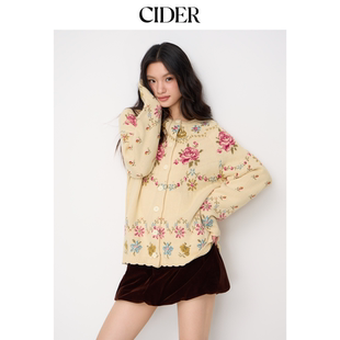 CIDER秋冬女装 美式 复古开衫 114872498 针织碎花宽松长款