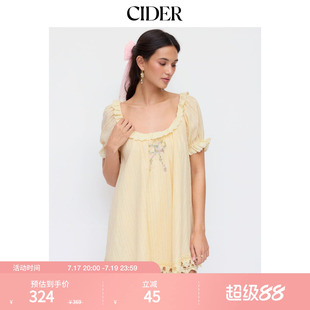 CIDER2026春季新品碎花荷叶边泡泡袖娃娃迷你连衣裙115449573